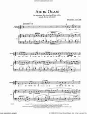 Cover icon of Five Sephardic Choruses: Adon Olam sheet music for choir (SATB: soprano, alto, tenor, bass) by Samuel Adler, intermediate skill level