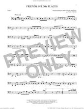Cover icon of Friends In Low Places sheet music for Tuba Solo (tuba) by Garth Brooks, DeWayne Blackwell and Earl Bud Lee, intermediate skill level