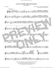 Cover icon of Can't Stop The Feeling! (from Trolls) sheet music for clarinet solo by Justin Timberlake, Johan Schuster, Max Martin and Shellback, intermediate skill level