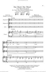 Cover icon of One Hand, One Heart (from West Side Story) (arr. William Stickles) sheet music for choir (SSA: soprano, alto) by Stephen Sondheim, William Stickles and Leonard Bernstein, wedding score, intermediate skill level