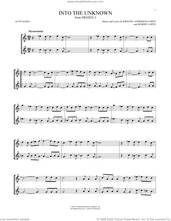 Cover icon of Into The Unknown (from Frozen 2) sheet music for two alto saxophones (duets) by Idina Menzel and AURORA, Kristen Anderson-Lopez and Robert Lopez, intermediate skill level