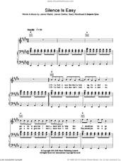 Cover icon of Silence Is Easy sheet music for voice, piano or guitar by Starsailor, Barry Westhead, Benjamin Byrne, James Stelfox and James Walsh, intermediate skill level