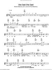Cover icon of She Said She Said sheet music for voice and other instruments (fake book) by The Beatles, John Lennon and Paul McCartney, intermediate skill level