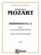 Cover icon of Divertimento No. 11, K. 251 (COMPLETE) sheet music for wind quartet by Wolfgang Amadeus Mozart, classical score, intermediate skill level