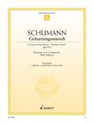 Cover icon of Birthday March, Op. 85/1 sheet music for piano four hands by Robert Schumann, classical score, easy skill level