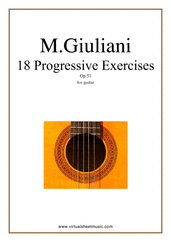 Cover icon of Progressive Exercises, 18 - Op.51 sheet music for guitar solo by Mauro Giuliani, classical score, easy/intermediate skill level