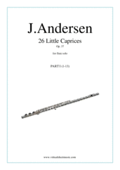 Cover icon of Little Caprices, 26 Op. 37 - Part I sheet music for flute solo by Joachim Andersen, classical score, intermediate/advanced skill level