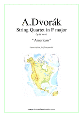 Cover icon of Quartet Op.96 No.12 "The American" (parts) sheet music for flute quartet by Antonin Dvorak, classical score, intermediate/advanced skill level