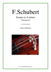 Cover icon of Sonata in A minor "Arpeggione" sheet music for cello and piano by Franz Schubert, classical score, advanced skill level