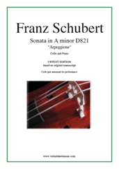 Cover icon of Sonata in A minor "Arpeggione" URTEXT sheet music for cello and piano by Franz Schubert, classical score, advanced skill level
