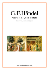 Cover icon of Arrival of the Queen of Sheba sheet music for alto saxophone and piano by George Frideric Handel, classical wedding score, intermediate skill level
