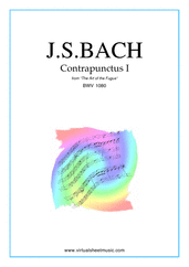 Cover icon of The Art of the Fugue, BWV 1080 - Contrapunctus I sheet music for piano solo (organ or harpsichord) by Johann Sebastian Bach, classical score, intermediate piano (organ or harpsichord)