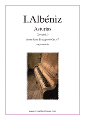 Cover icon of Asturias (Leyenda) sheet music for piano solo by Isaac Albeniz, classical score, advanced skill level