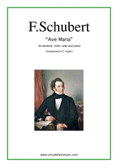 Cover icon of Ave Maria sheet music for baritone and piano trio by Franz Schubert, classical wedding score, intermediate skill level