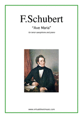 Cover icon of Ave Maria sheet music for tenor saxophone and piano by Franz Schubert, classical wedding score, intermediate skill level