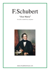 Cover icon of Ave Maria sheet music for cello or double-bass and piano by Franz Schubert, classical wedding score, intermediate skill level