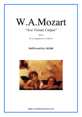 Cover icon of Ave Verum Corpus sheet music for string quartet or string orchestra by Wolfgang Amadeus Mozart, classical score, easy skill level