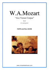 Ave Verum Corpus for wind quintet - classical wind quintet sheet music