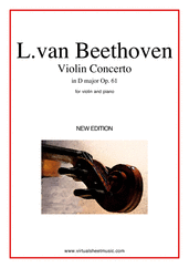 Cover icon of Concerto in D major Op.61 sheet music for violin and piano by Ludwig van Beethoven, classical score, advanced skill level