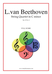 Cover icon of Quartet Op.18 No.4 in C minor (f.score) sheet music for string quartet by Ludwig van Beethoven, classical score, advanced skill level