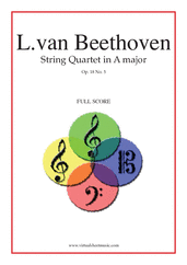 Cover icon of Quartet Op.18 No.5 in A major (f.score) sheet music for string quartet by Ludwig van Beethoven, classical score, advanced skill level