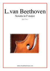 Cover icon of Sonata in F major Op.5 No.1 sheet music for cello and piano by Ludwig van Beethoven, classical score, easy/intermediate skill level