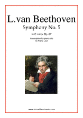 Symphony No.5 in C minor Op.67 for piano solo - advanced ludwig van beethoven sheet music
