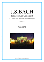 Cover icon of Brandenburg Concerto I (COMPLETE) sheet music for hrn, ob, bs, strings and harpsichord by Johann Sebastian Bach, classical score, intermediate orchestra