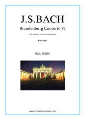 Cover icon of Brandenburg Concerto VI (f.score) sheet music for strings and harpsichord by Johann Sebastian Bach, classical score, intermediate orchestra