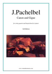 Cover icon of Canon in D and Gigue sheet music for string quartet and harpsichord (or piano) by Johann Pachelbel, classical wedding score, intermediate skill level