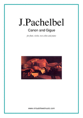 Cover icon of Canon in D and Gigue sheet music for fl, vl, 2 vc and piano by Johann Pachelbel, classical wedding score, intermediate skill level