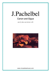 Cover icon of Canon in D and Gigue sheet music for flute and clarinet by Johann Pachelbel, classical wedding score, intermediate duet