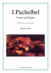 Cover icon of Canon in D and Gigue (parts) sheet music for oboe, two violins and cello by Johann Pachelbel, classical wedding score, intermediate skill level
