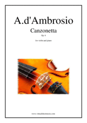 Cover icon of Canzonetta Op. 6 sheet music for violin and piano by Alfredo d'Ambrosio, classical wedding score, advanced skill level