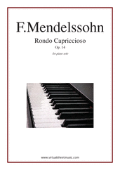 Cover icon of Rondo Capriccioso Op.14 sheet music for piano solo by Felix Mendelssohn-Bartholdy, classical score, intermediate/advanced skill level