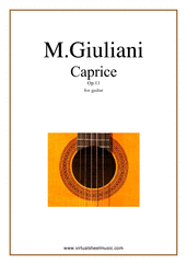 Cover icon of Caprice Op.11 sheet music for guitar solo by Mauro Giuliani, classical score, intermediate skill level