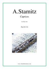 Cover icon of Caprices, part II (5-8) sheet music for flute solo by Anton Stamitz, classical score, intermediate/advanced skill level