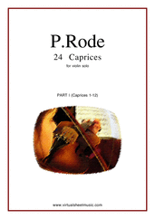 Cover icon of Caprices part I (1-12) sheet music for violin solo by Pierre Rode, classical score, intermediate/advanced skill level