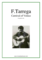 Carnival of Venice for guitar solo - intermediate francisco tarrega sheet music