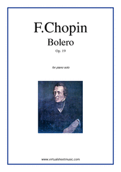 Cover icon of Bolero Op.19 sheet music for piano solo by Frederic Chopin, classical score, advanced skill level