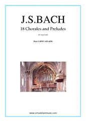Cover icon of Chorales and Preludes, 18 (part I) sheet music for organ solo by Johann Sebastian Bach, classical score, intermediate skill level