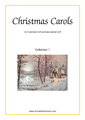 Christmas Carols, coll.1 for clarinet quartet - easy bass clarinet sheet music