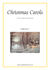 Christmas Carols, coll.1 for alto saxophone, cello and piano - intermediate piano trio sheet music