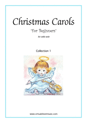 Christmas Carols 'For Beginners', (all the collections, 1-3) for cello solo - beginner holiday sheet music