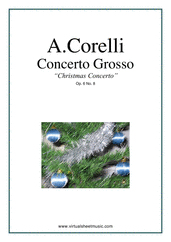 Cover icon of Concerto Grosso Op.6 No.8 - "Christmas" (parts) sheet music for strings and harpsichord by Arcangelo Corelli, Christmas carol score, intermediate orchestra