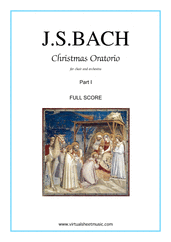 Cover icon of Christmas Oratorio, part I (COMPLETE) sheet music for choir and orchestra by Johann Sebastian Bach, Christmas carol score, intermediate/advanced skill level