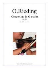 Cover icon of Concertino in G major Op.24 sheet music for violin and piano by Oskar Rieding, classical score, easy skill level