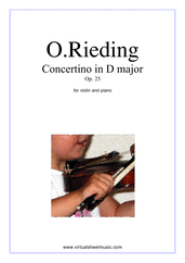 Cover icon of Concertino in D major Op.25 sheet music for violin and piano by Oskar Rieding, classical score, easy/intermediate skill level