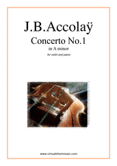 Cover icon of Concerto No.1 in A minor sheet music for violin and piano by Jean Baptiste Accolay, classical score, intermediate/advanced skill level