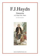 Cover icon of Concerto No. 4 in G major sheet music for violin and piano by Franz Joseph Haydn, classical score, intermediate/advanced skill level